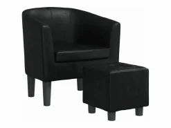 Sillón con taburete cuero sintético^Clicnbuy Outlet