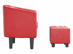 vidaxl Sillón con taburete cuero sintético Rojo