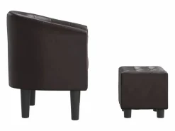 Clicnbuy Sillón con taburete cuero sintético marrón Marru00f3n Sale