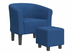 vidaxl Sillón con taburete tela Azul Sale