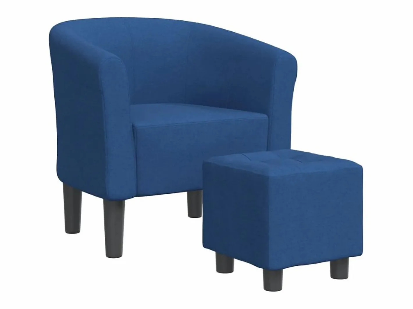 vidaxl Sillón con taburete tela Azul Sale