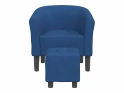 vidaxl Sillón con taburete tela Azul Sale