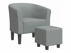 Sillón con taburete tela claro^Clicnbuy New