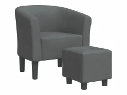Sillón con taburete tela oscuro^Clicnbuy New