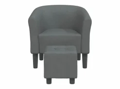 Sillón con taburete tela oscuro^Clicnbuy New