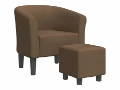Sillón con taburete tela marrón^Clicnbuy Sale