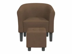 Sillón con taburete tela marrón^Clicnbuy Sale