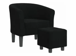 Sillón con taburete tela negra^vidaxl Discount