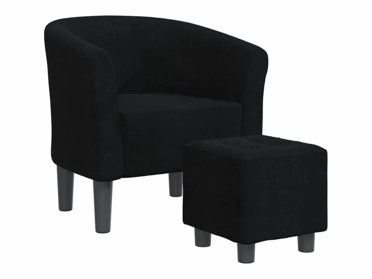 Clicnbuy Sillón con taburete tela negra Negro Discount