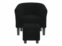 Clicnbuy Sillón con taburete tela negra Negro Discount