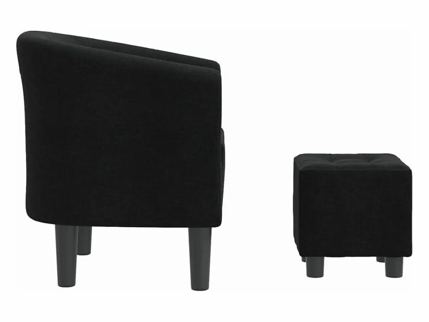 Clicnbuy Sillón con taburete tela negra Negro Discount