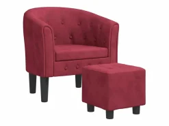 Sillón con taburete terciopelo tinto^vidaxl Sale