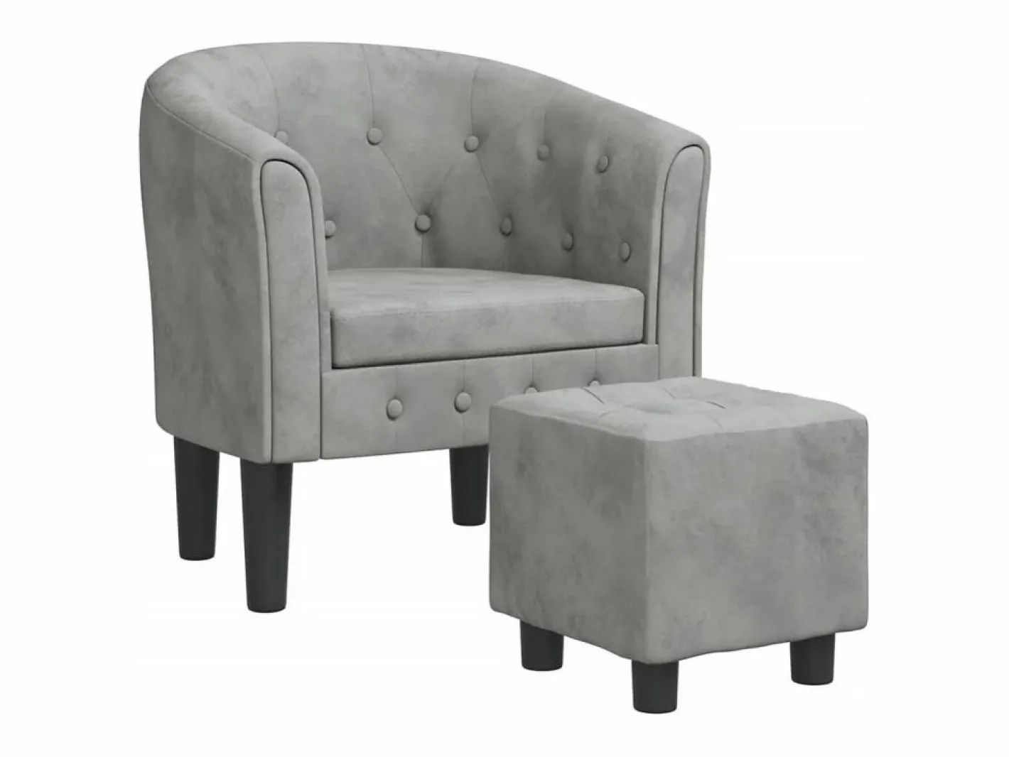 Clicnbuy Sillón con taburete terciopelo claro Gris Hot