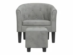 Clicnbuy Sillón con taburete terciopelo claro Gris Hot