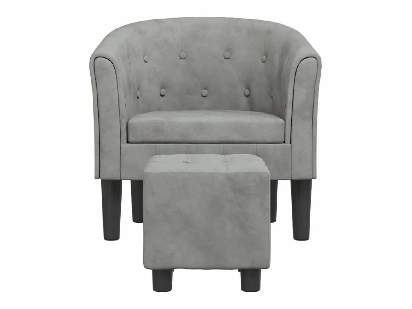 Clicnbuy Sillón con taburete terciopelo claro Gris Hot