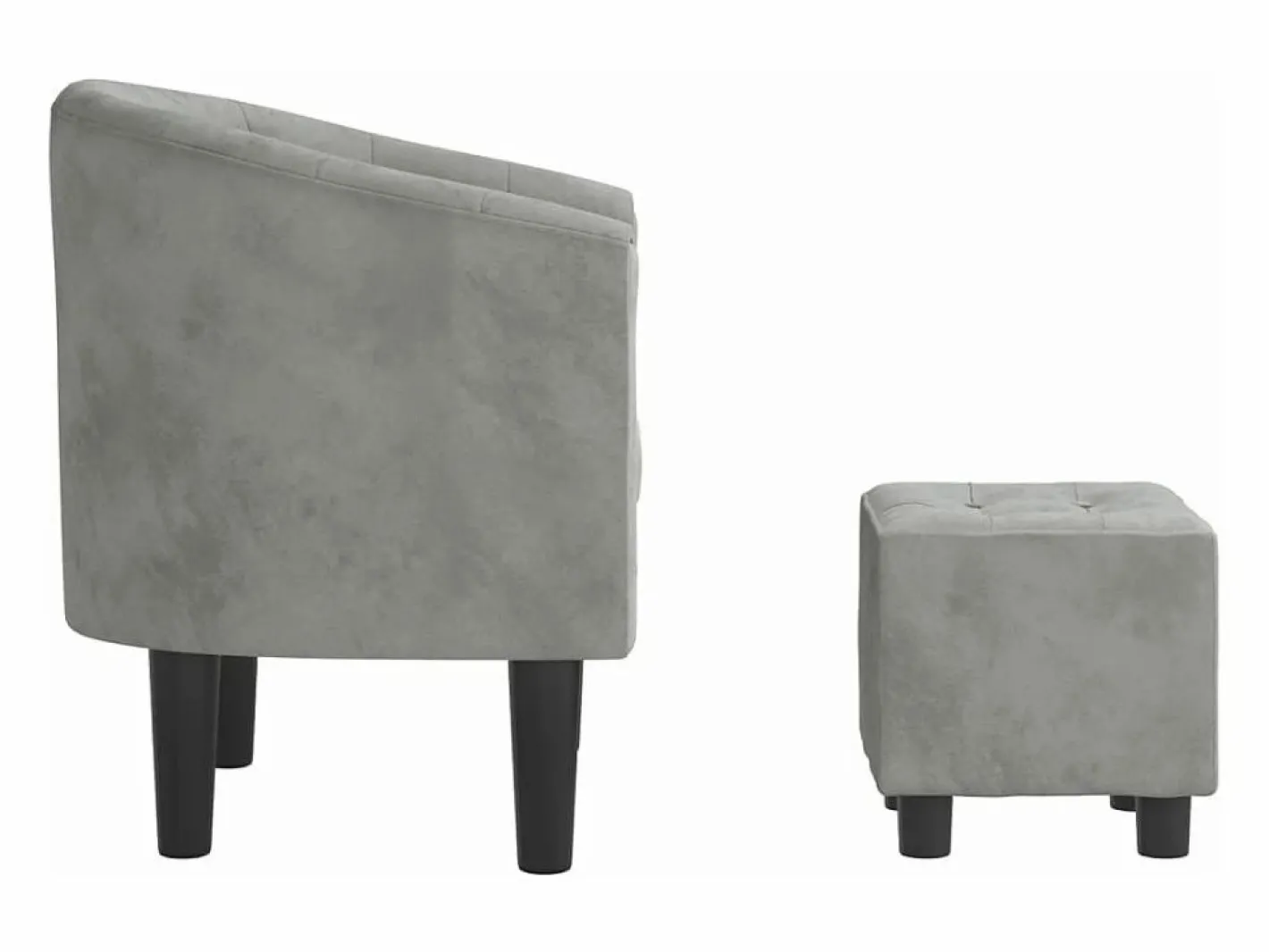 Clicnbuy Sillón con taburete terciopelo claro Gris Hot