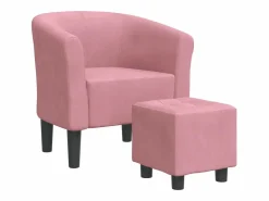 Clicnbuy Sillón con taburete terciopelo Rosa Best