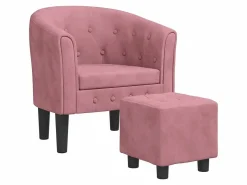 Sillón con taburete terciopelo ES350159 Rosa Outlet