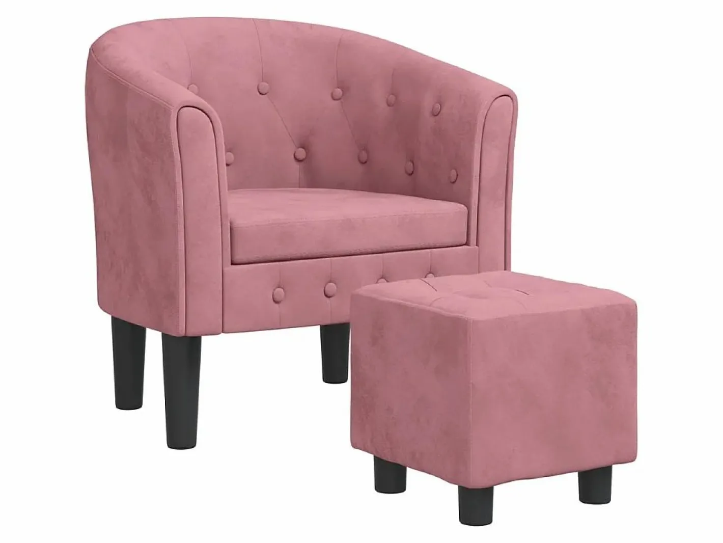 Sillón con taburete terciopelo ES350159 Rosa Outlet