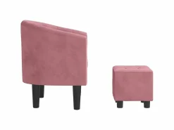 Sillón con taburete terciopelo ES350159 Rosa Outlet
