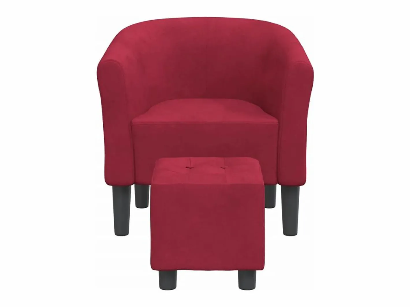 Clicnbuy Sillón Estilo Cabriolet|Sillón con taburete terciopelo tinto