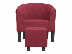 Clicnbuy Sillón con taburete terciopelo tinto Rojo Hot