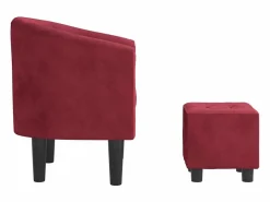 Clicnbuy Sillón con taburete terciopelo tinto Rojo Hot