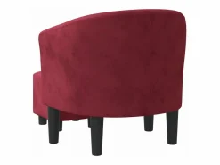 Clicnbuy Sillón con taburete terciopelo tinto Rojo Hot
