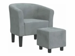Clicnbuy Sillón con taburete terciopelo oscuro Gris Discount