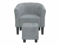 Clicnbuy Sillón con taburete terciopelo oscuro Gris Discount