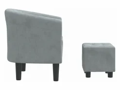 Clicnbuy Sillón con taburete terciopelo oscuro Gris Discount
