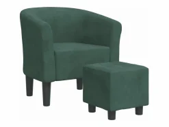 Clicnbuy Sillón Estilo Cabriolet|Sillón con taburete terciopelo oscuro