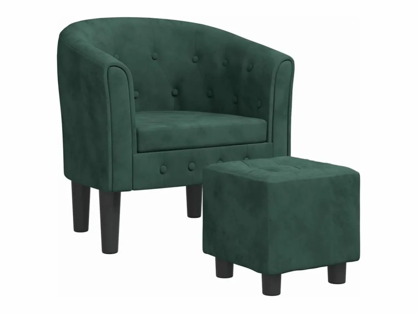 vidaxl Sillón con taburete terciopelo oscuro Verde Clearance