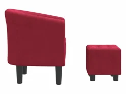 vidaxl Sillón con taburete terciopelo tinto Rojo
