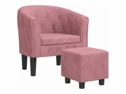 Clicnbuy Sillón Estilo Cabriolet|Sillón con taburete terciopelo