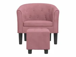 Clicnbuy Sillón Estilo Cabriolet|Sillón con taburete terciopelo