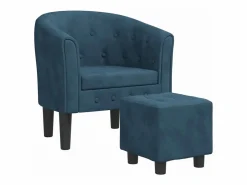 Clicnbuy Sillón Estilo Cabriolet|Sillón con taburete terciopelo oscuro