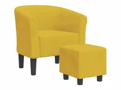 Clicnbuy Sillón Estilo Cabriolet|Sillón con taburete terciopelo