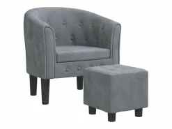 vidaxl Sillón Estilo Cabriolet|Sillón con taburete terciopelo gris oscuro