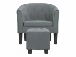vidaxl Sillón Estilo Cabriolet|Sillón con taburete terciopelo gris oscuro