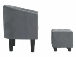 vidaxl Sillón Estilo Cabriolet|Sillón con taburete terciopelo gris oscuro