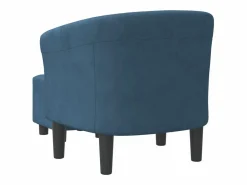vidaxl Sillón con taburete terciopelo oscuro Azul