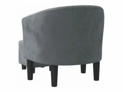 Sillón con taburete terciopelo oscuro^Clicnbuy