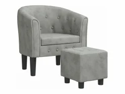 Sillón con taburete terciopelo claro^vidaxl Outlet
