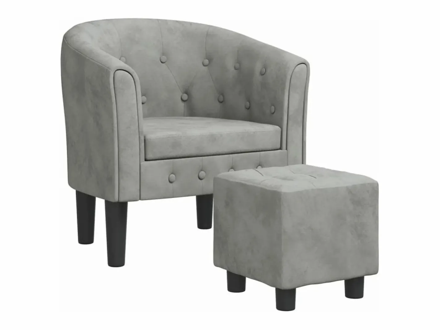 Sillón con taburete terciopelo claro^vidaxl Outlet