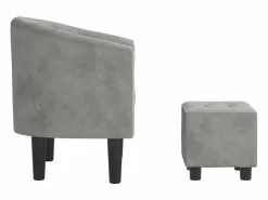 Sillón con taburete terciopelo claro^vidaxl Outlet