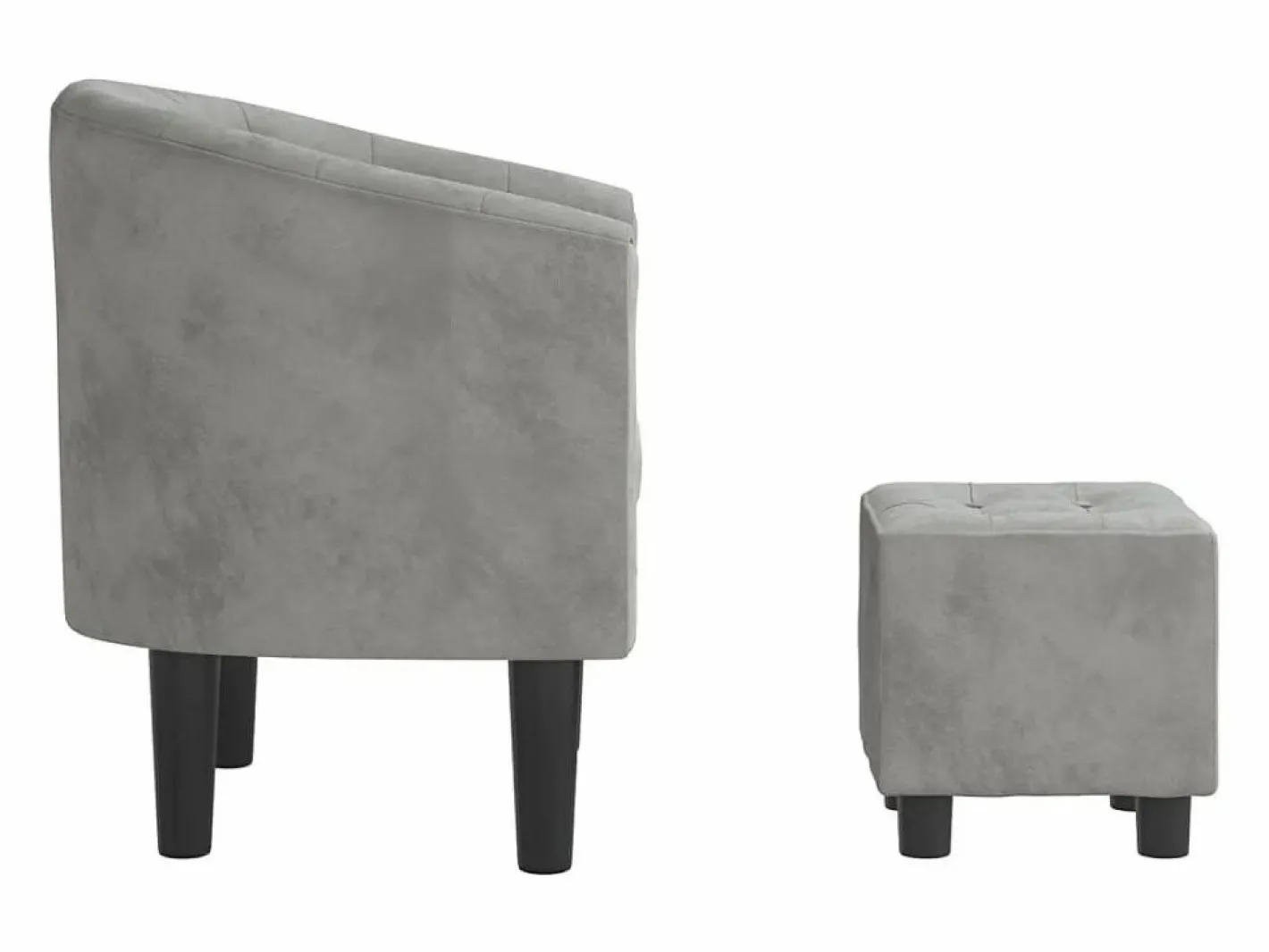 Sillón con taburete terciopelo claro^vidaxl Outlet