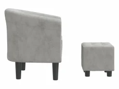 Clicnbuy Sillón Estilo Cabriolet|Sillón con taburete terciopelo claro