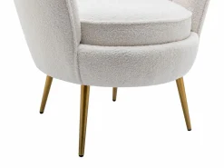 Vente-unique Sillón concha de tela bouclé patas de metal LALEA Blanco Discount