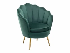 Vente-unique Sillón concha de terciopelo color con patas de metal LALEA Verde